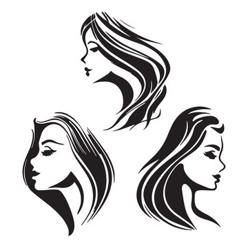 Vector logo design for beauty salon or hair salon or cosmetic design. Abstract Woman Face line concept vector illustration