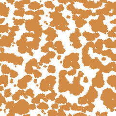 orange white Animal seamless pattern. Cow hide. Animal skin texture spots on a white background. Mammals Fur. Leather print. Camouflage predator. Vector illustration.