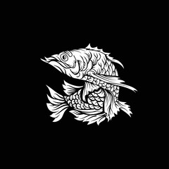 Obraz premium FIsh Vector Black and White