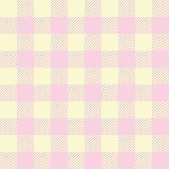 Cute seamless pattern pink and yellow plaid. Sweet tartan style.