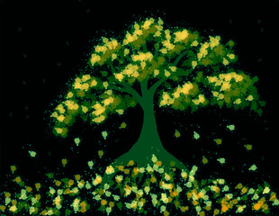 A  beautiful brush painted  flower tree background 