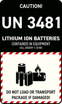UN 3481 Lithium Ion Batteries less than 20Wh