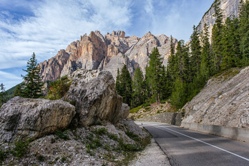 Breathtaking view of the extraordinary stone formations in the Dolomites mountains in South Tyrol, Italy