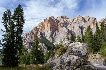 Breathtaking view of the extraordinary stone formations in the Dolomites mountains in South Tyrol, Italy