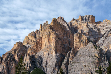 Breathtaking view of the extraordinary stone formations in the Dolomites mountains in South Tyrol, Italy