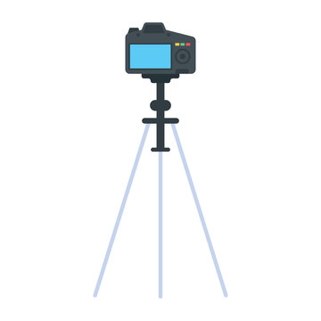 Trendy flat icon of tripod camera 