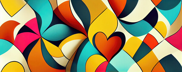 Obraz premium Heart shape in romantic valentines day panorama background (Generative AI)