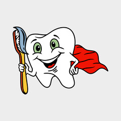 Obraz premium Teeth health care concept with cartoon characters