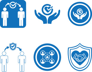 Trust Icon Set,  Mutual Understanding And Friendship Icon Set, People Conversation Trust Icon Set, Blue Vector