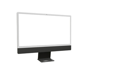 Realistic flat screen computer monitor 3de style mockup with blank screen isolated 3d