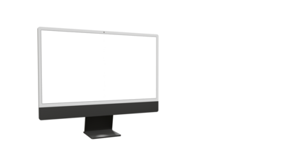 Realistic flat screen computer monitor 3de style mockup with blank screen isolated 3d