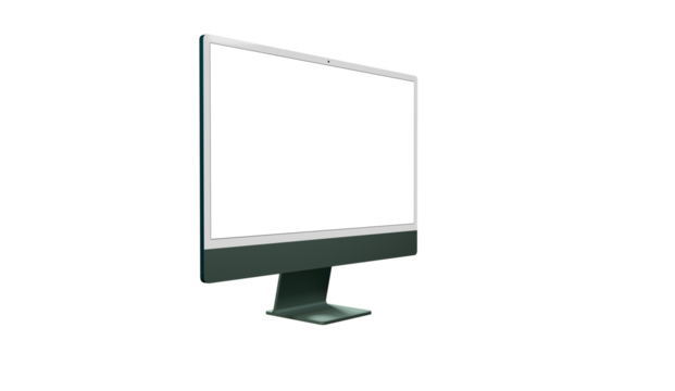 Computer display with blank white screen 3d