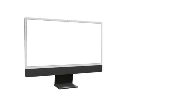 Realistic flat screen computer monitor 3de style mockup with blank screen isolated 3d