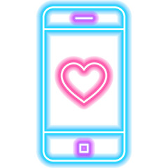 Love Mobile Neon Sign. Illustration of Romance Promotion.