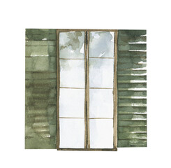 Watercolor window clipart. Digital png illustration.