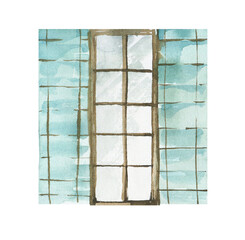 Watercolor window clipart. Digital png illustration.