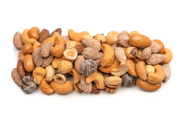 A group of almonds, pistachios, walnuts, macadamia, cashews.