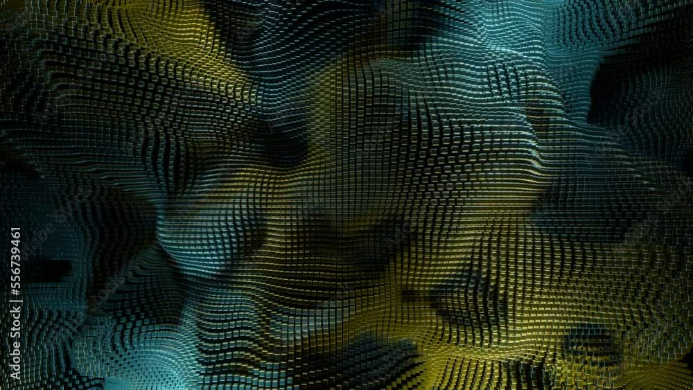 Aufkleber abstract animation of moving wavy particles. design. wavy electric field of moving particles on blac