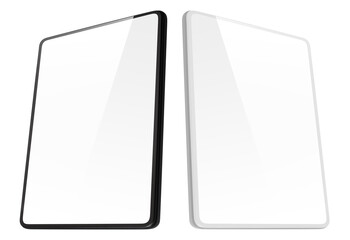 Black and white tablet computers set, isolated on white background