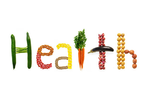 Variety of Foods Spelling the Word Health