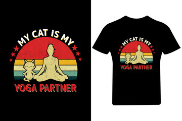 My cat is my yoga partner Vintage T Shirt, Yoga Vintage Shirt, yoga, meditation,