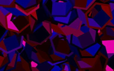 Dark Blue, Red vector background with set of hexagons.