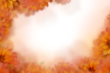 Naklejka na ściany i meble isolated orange colour flowers frame background png form of white background 