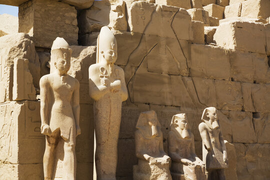 Statues of Pharaohs Karnak Temple Complex, UNESCO World Heritage Site; Luxor, Egypt