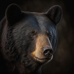 a close up portrait of a black bear