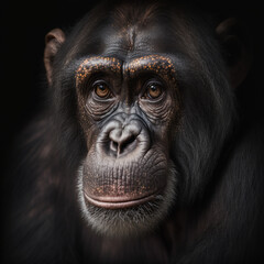 a close up portrait of a chimpanzee