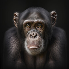 a close up portrait of a chimpanzee