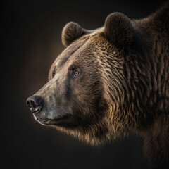 a close up portrait of a grizzly bear