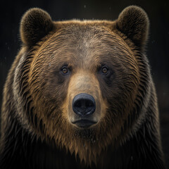 Naklejka na ściany i meble a close up portrait of a grizzly bear