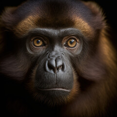 a close up portrait of a howler monkey