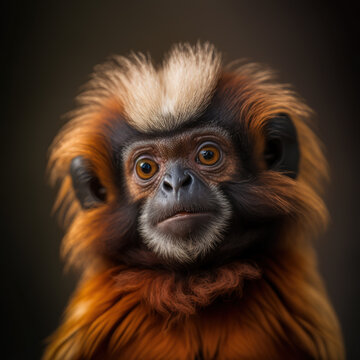 close up portrait of a tamarin moneky