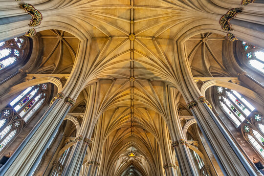 Ceiling of Bristol Cathedral, Bristol, South West England; Bristol, England