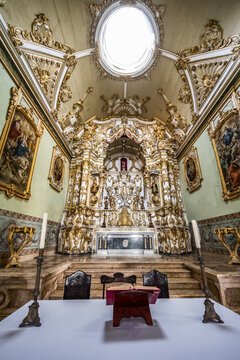 Baroque interior of the Chapel in the Santa Casa da Misericordia (Holy House of Mercy); Salvador, Bahia, Brazil