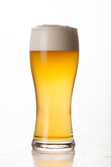 Glass of light beer isolated