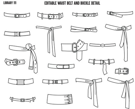 SET OF DRAWSTRING TIE UPS AND BELTS USED FOR WAIT BAND DESIGNED FOR GARMENTS DRESSES TOPS AND APPARELS IN EDITABLE VECTOR 
