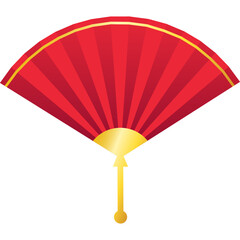 Realistic Red Folding Asian Hand Fan. Oriental Culture Element