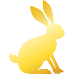 Golden silhoette of rabbit. 2023 lunar year of rabbit  - obrazy, fototapety, plakaty