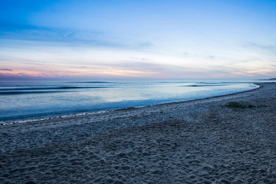 Sunset over San Onofre State Beach, a surfing destination; San Clemente, California, United States of America