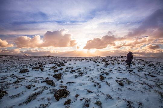 An afternoon exploring the vast snowy rugged terrain of Iceland in the wintertime; Iceland