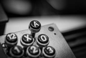 The fragment of an old and vintage typewriter