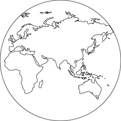 
Map of the continents on the globe.