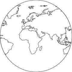 
Map of the continents on the globe.