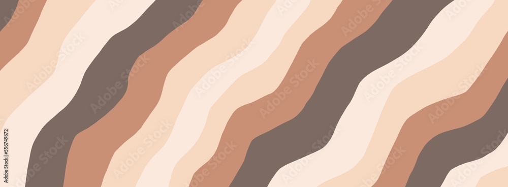 Wall mural abstract aesthetic diagonal swirl stripe pattern design big vector illustration neutral brown beige 