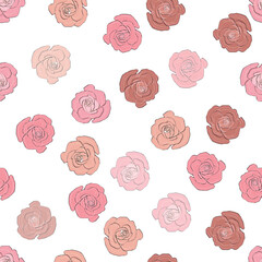 Seamless pattern rose and peony flowers. Confetti, cosmetics, wedding, beautiful flower background