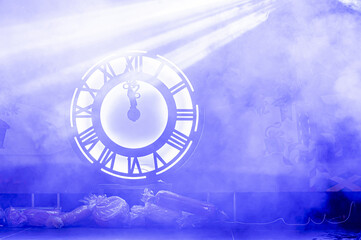neon light decorative lighting clock with roman numerals, new year event decoration, lspotlight...