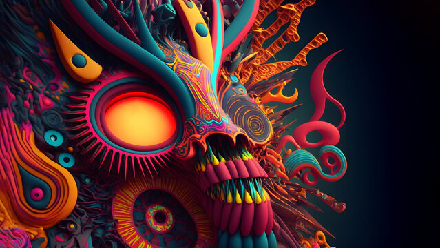 abstract colorful fluorescent neon psychedelic background, neural network generated art